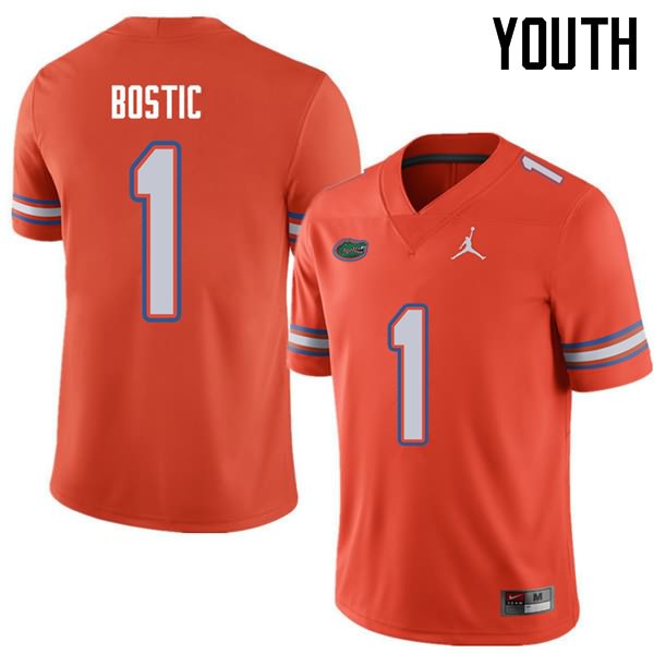 NCAA Florida Gators Jonathan Bostic Youth #1 Jordan Brand Orange Stitched Authentic College Football Jersey IUE4564LX